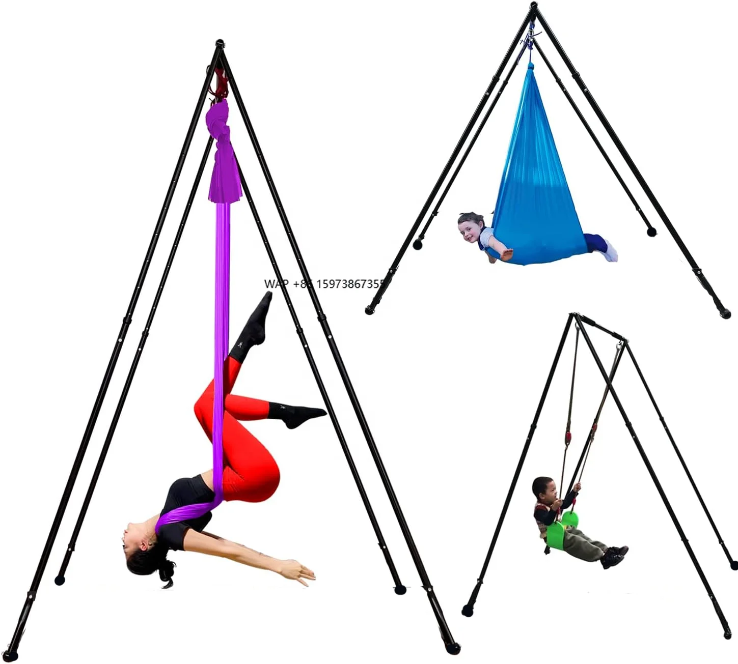 

Foldable Portable Height Adjustable Stable Durable Upgraded Yoga Swing Stand for Aerial Yoga and Healing Sensory Hammocks