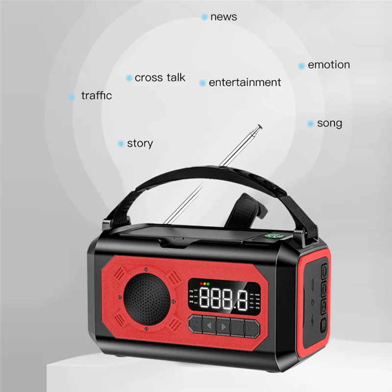-BOFF المحمولة 12000Mah راديو الطوارئ AM/FM/NOAA راديو الطقس الشمسية كرنك اليد راديو مصباح يدوي SOS إنذار القراءة مصباح