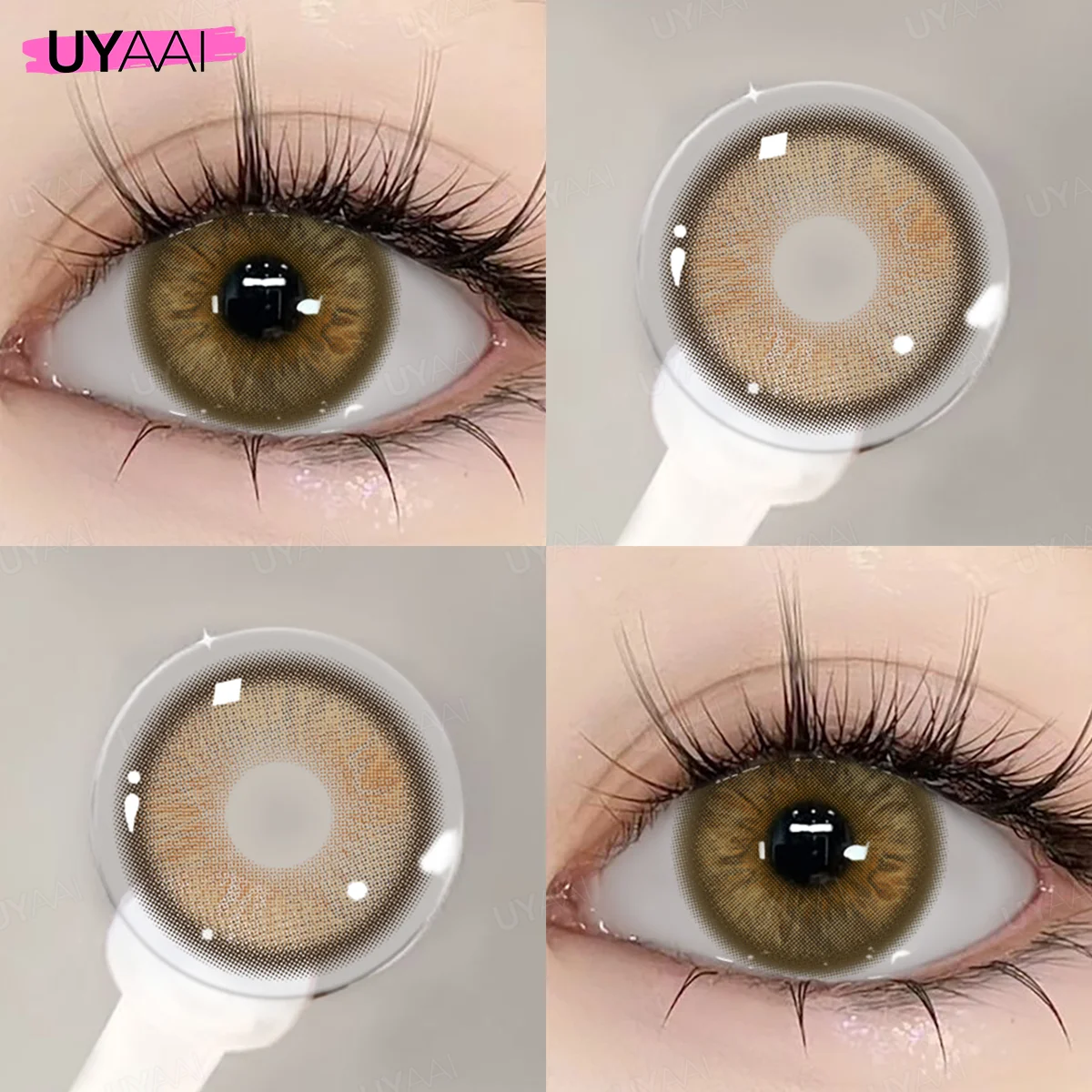 UYAAI Schwarze Linsen mit großem Durchmesser, 14,2-14,5 mm, farbige Kontaktlinsen für die Augen, große Augenlinsen, natürliche braune Linsen – Detail 25