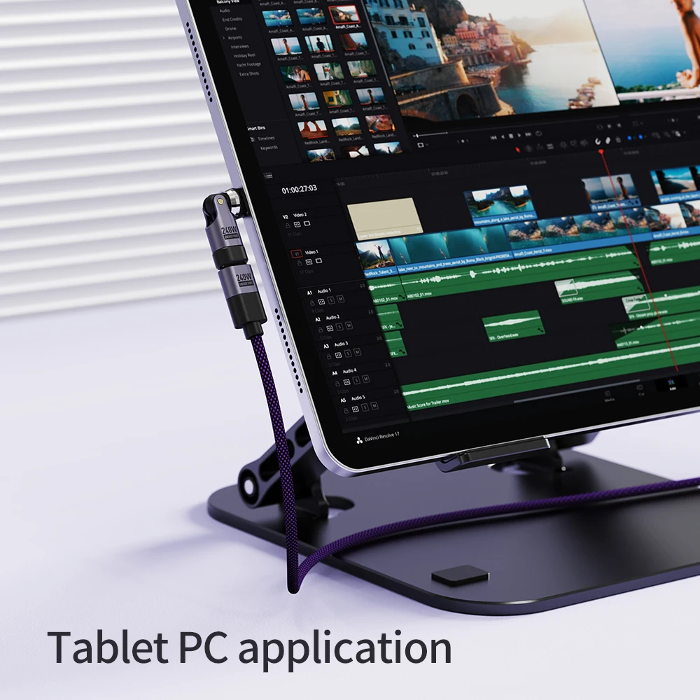 Adaptador extensor USB C, extensión de Cable de 240W, rotación 540, adaptador tipo C macho a hembra para Macbook, Xiaomi, Samsung, conector OTG