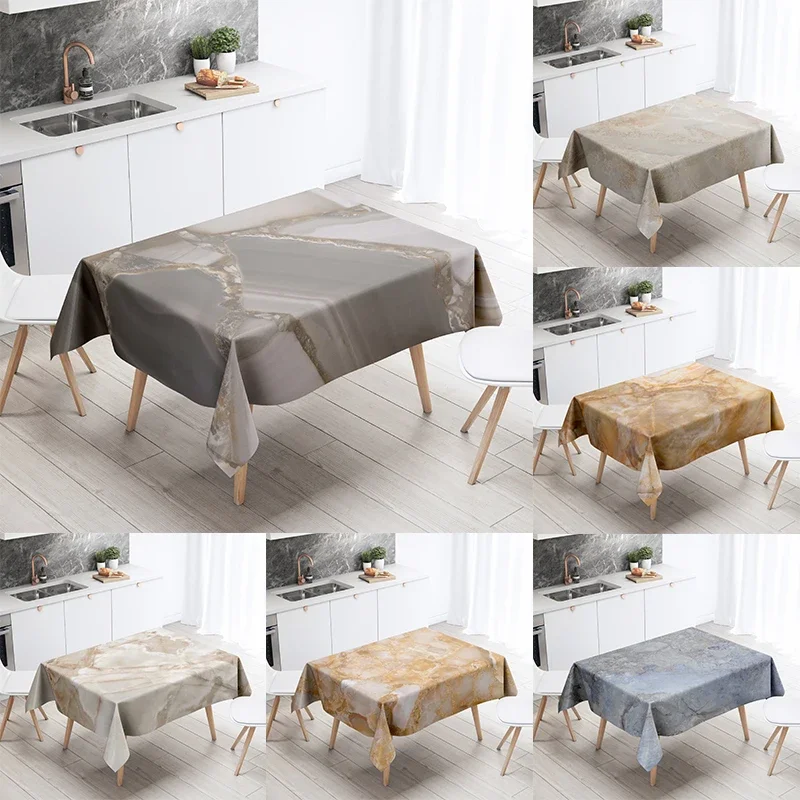 

Marble Pattern Table Cloth Home Decor Stain Resistant Waterproof Decoration Rectangular Kitchen Fireplace Countertop