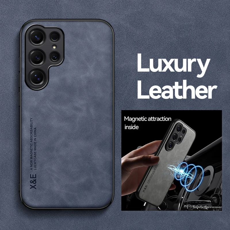For Samsung Galaxy S26 S25 S24 S23 S22 Plus Ultra Luxury Suede Leather Magnetic Phone Case For Samsung S25 S24 S23 FE S25Edge