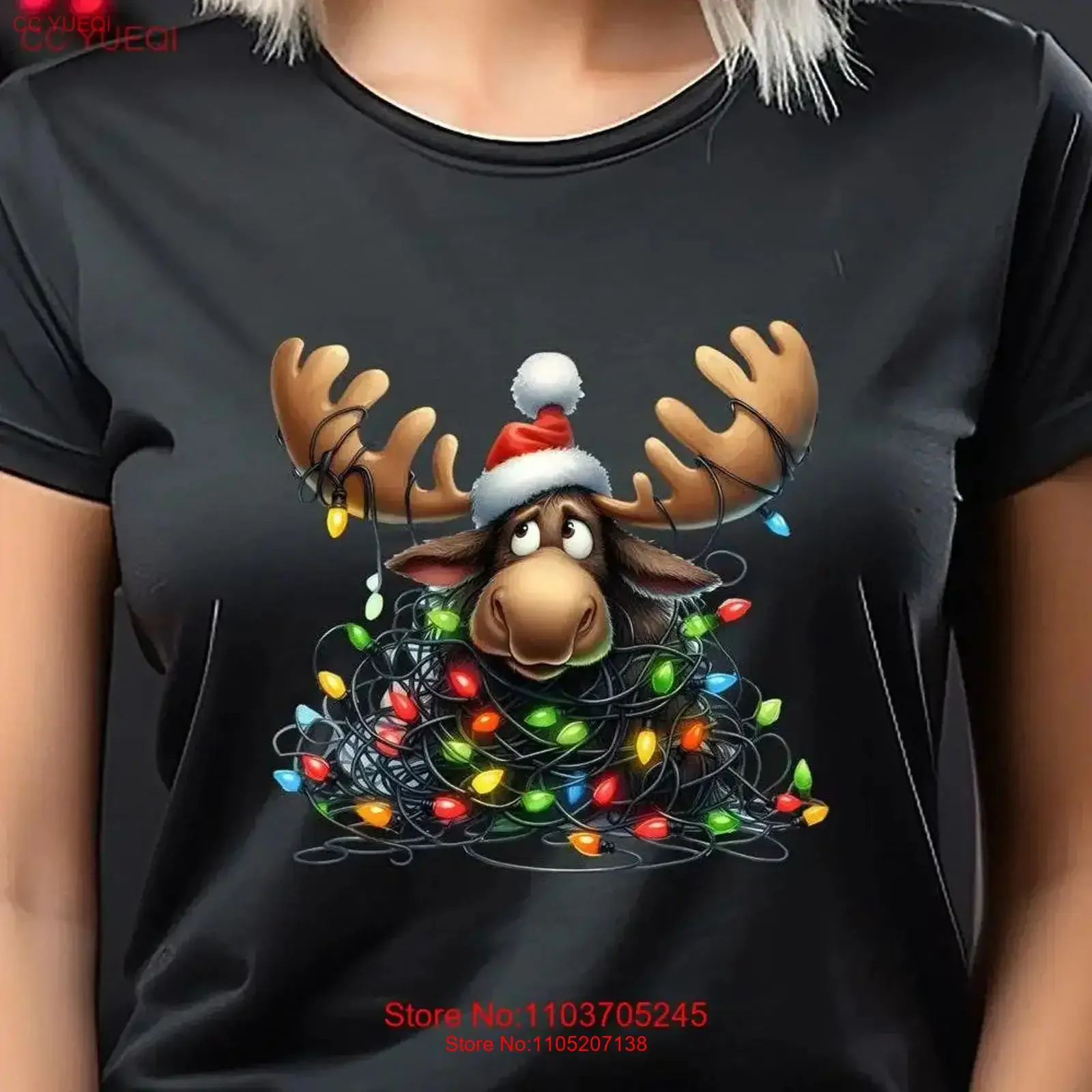 

Забавный лось, запутанный свет, анемосский рождественский юмор, Холщовая футболка с круглым вырезом Bella DTF 50357, винтажная стираная растянутая графика