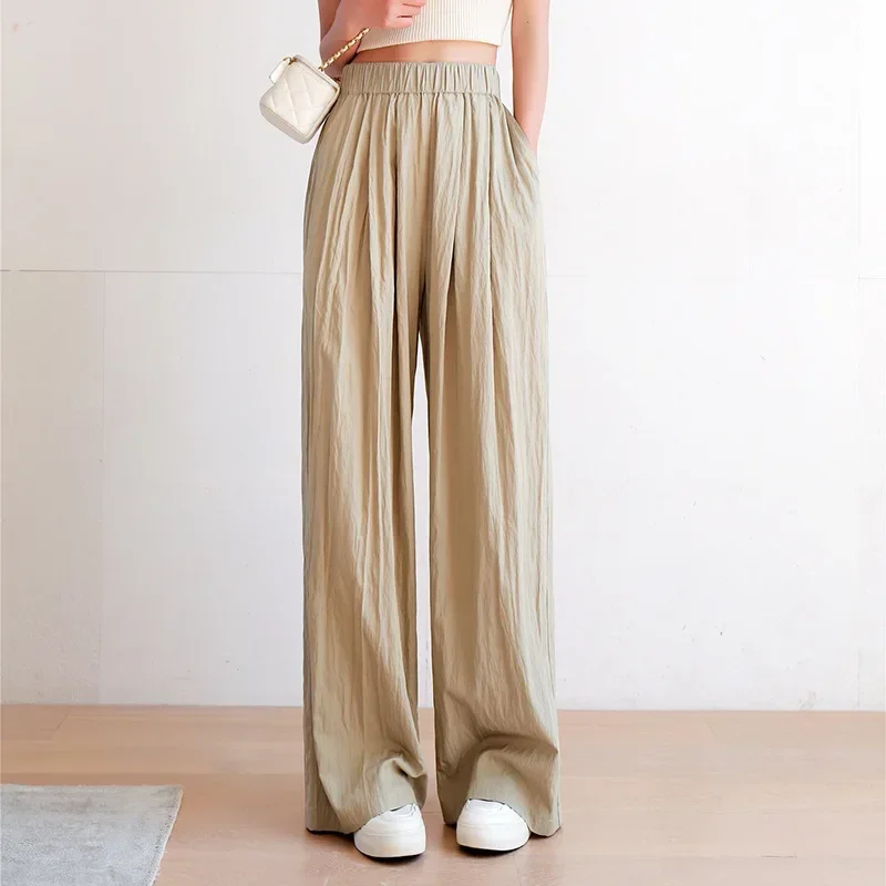 

Yamamoto Pants Lazy Wind Ice Silk Wide Leg Pants Dropping Feeling Women's Summer High Waist Slim Sunscreen Pants Skirt