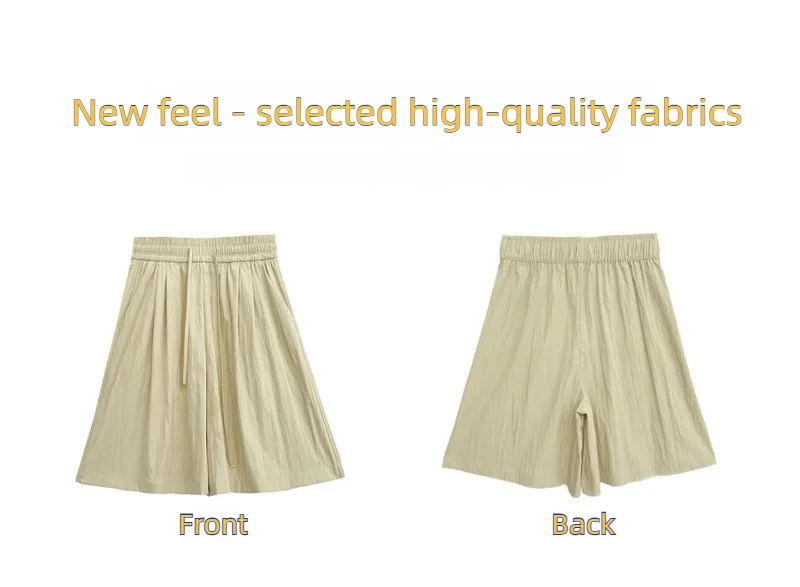 Solid Color Casual Summer Shorts for Women Thin Breathable Elastic Waist Shorts Woman Vacation Loose Wide Leg Shorts Beach Pants