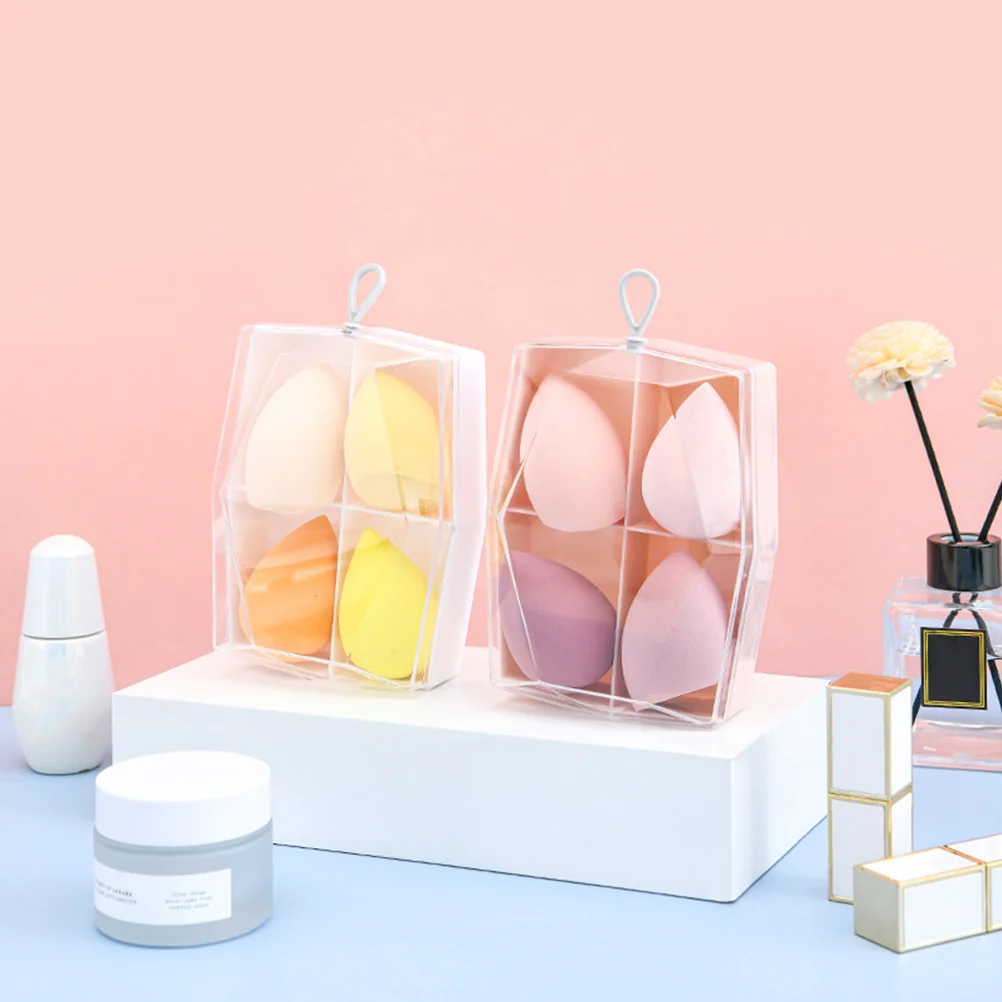 

2 Pcs Beauty Egg Storage Box Make up Sponge Holder along with Powder Travel Makeup Case Puff Pp