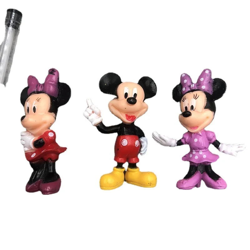 6 stks Disney Anime Kawaii Mickey Mouse Minnie Mouse Verjaardagstaart Decoratie PVC Model Kids Charm Mode Speelgoed Collectible Pop