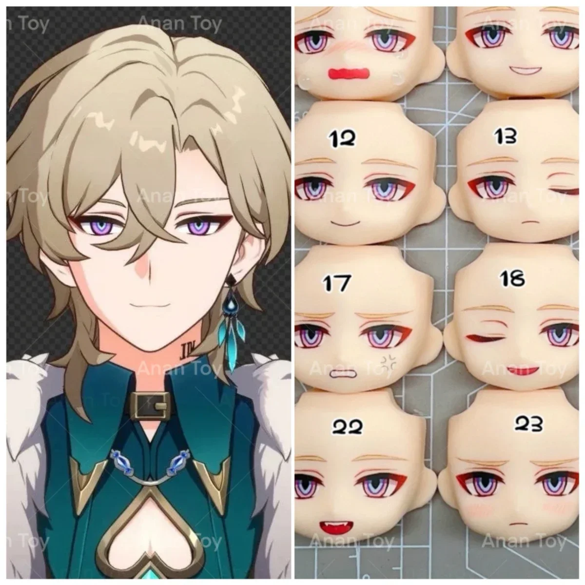 

Anime Game Aventurine GSC Face Ob11 Faceplates 1/12 Doll Accessories Handmade Water Sticker Faceplate Cosplay