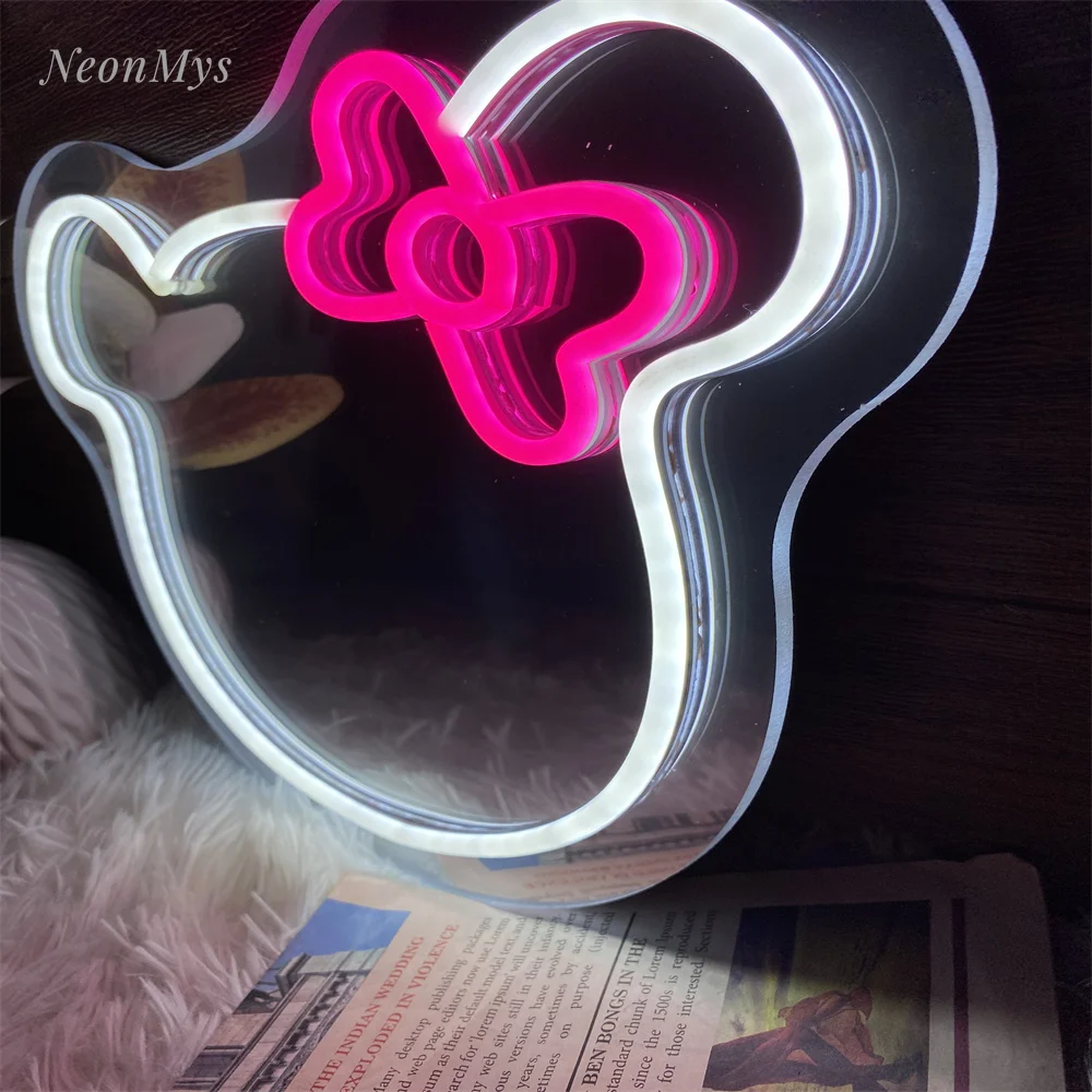 Cat Bow knot Neon Sign, Espelho De Maquiagem Montado Na Parede, Decoração Do Quarto, Salão De Beleza e Decoração De Estúdio, Wall Art Gifts