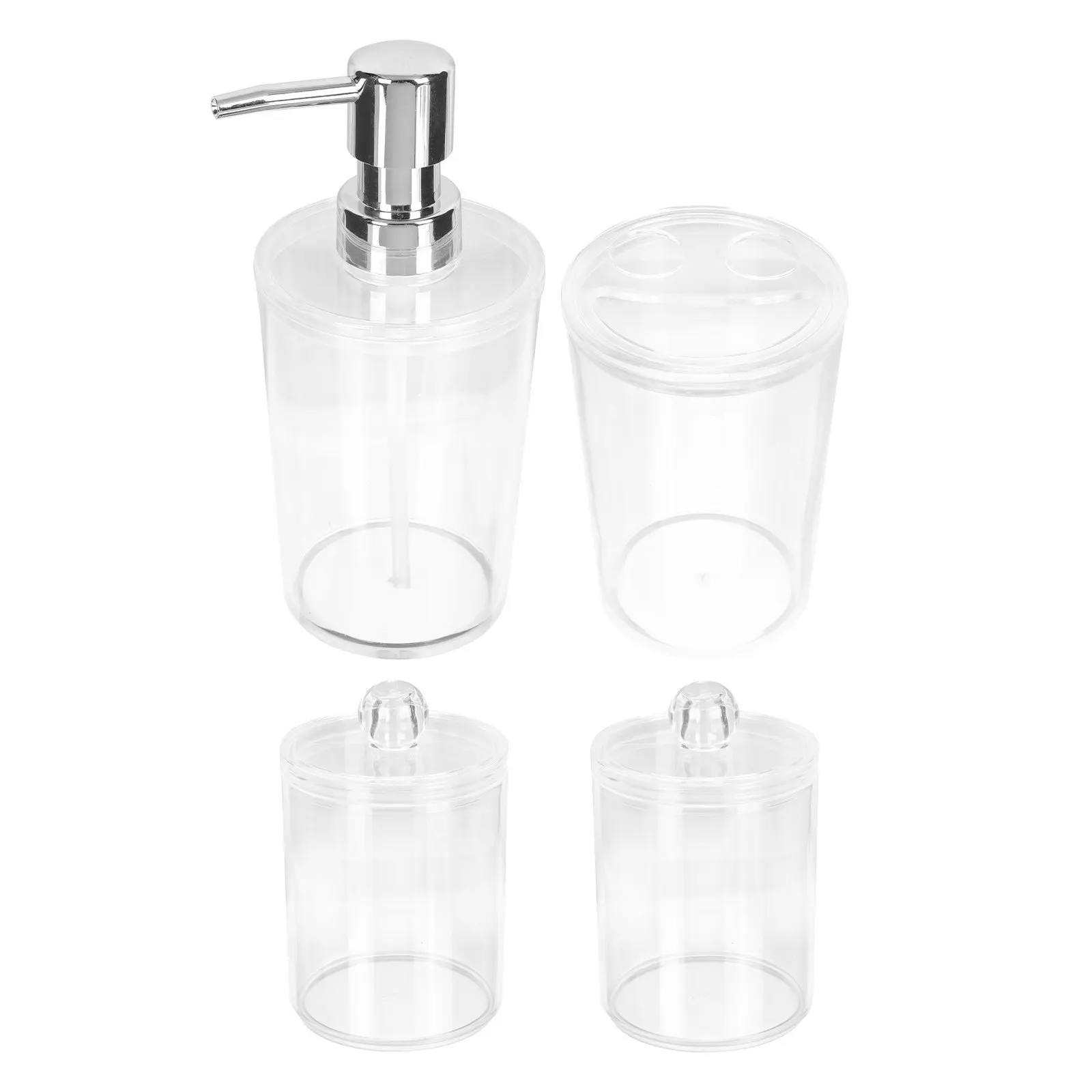 

1 Set Bathroom 4-Piece Kit High Quality Plastic Toothbrush Holder Personal Wash Cup Cotton Swab Storage Box Sanitary Supplies