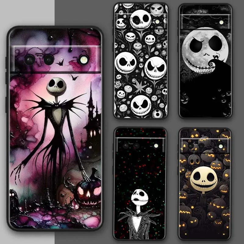 

Disney Art Jack Skellington For Google Pixel 9 8 7 6 5 4 9a 8A 7a 6a XL Pro 5G Black Phone Case Cover