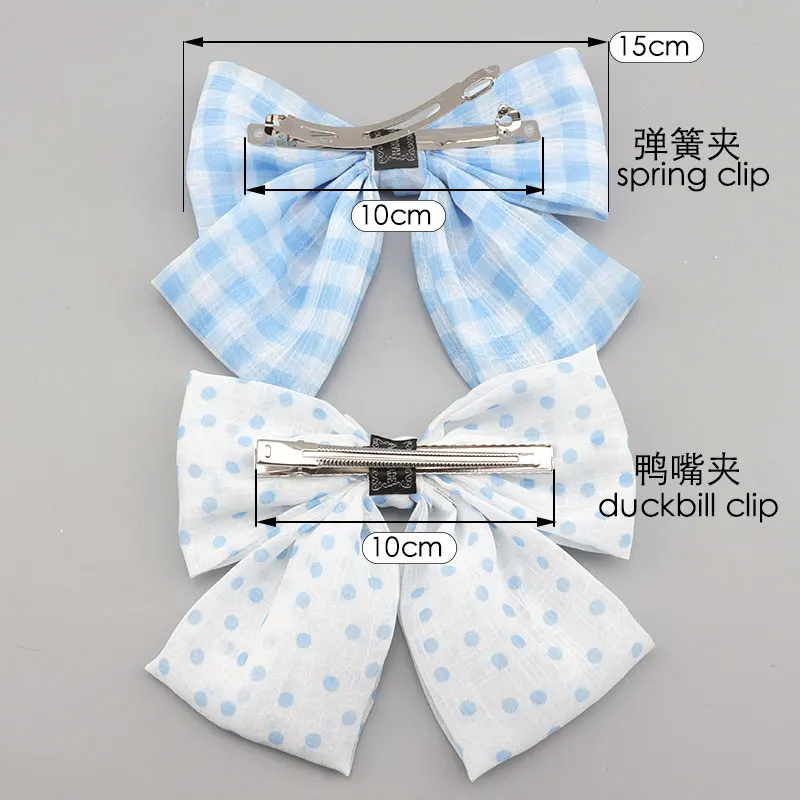 Blue Style New Oversized Chiffon Bow Hair Clips Woman Hairpin Girl Headwear Hair Accessories Hairpins 10cm Duckbill Clip