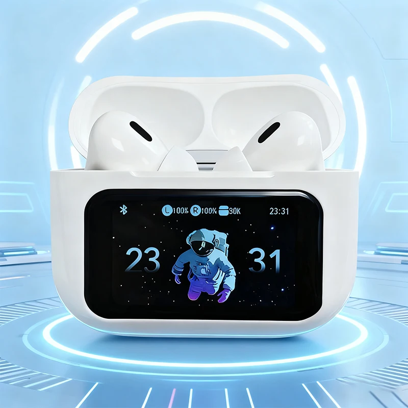 A9 Professional Wireless Bluetooth Headphones Smart Touchscreen Earplugs Noise-Cancelling Headphones for Sports and Gaming