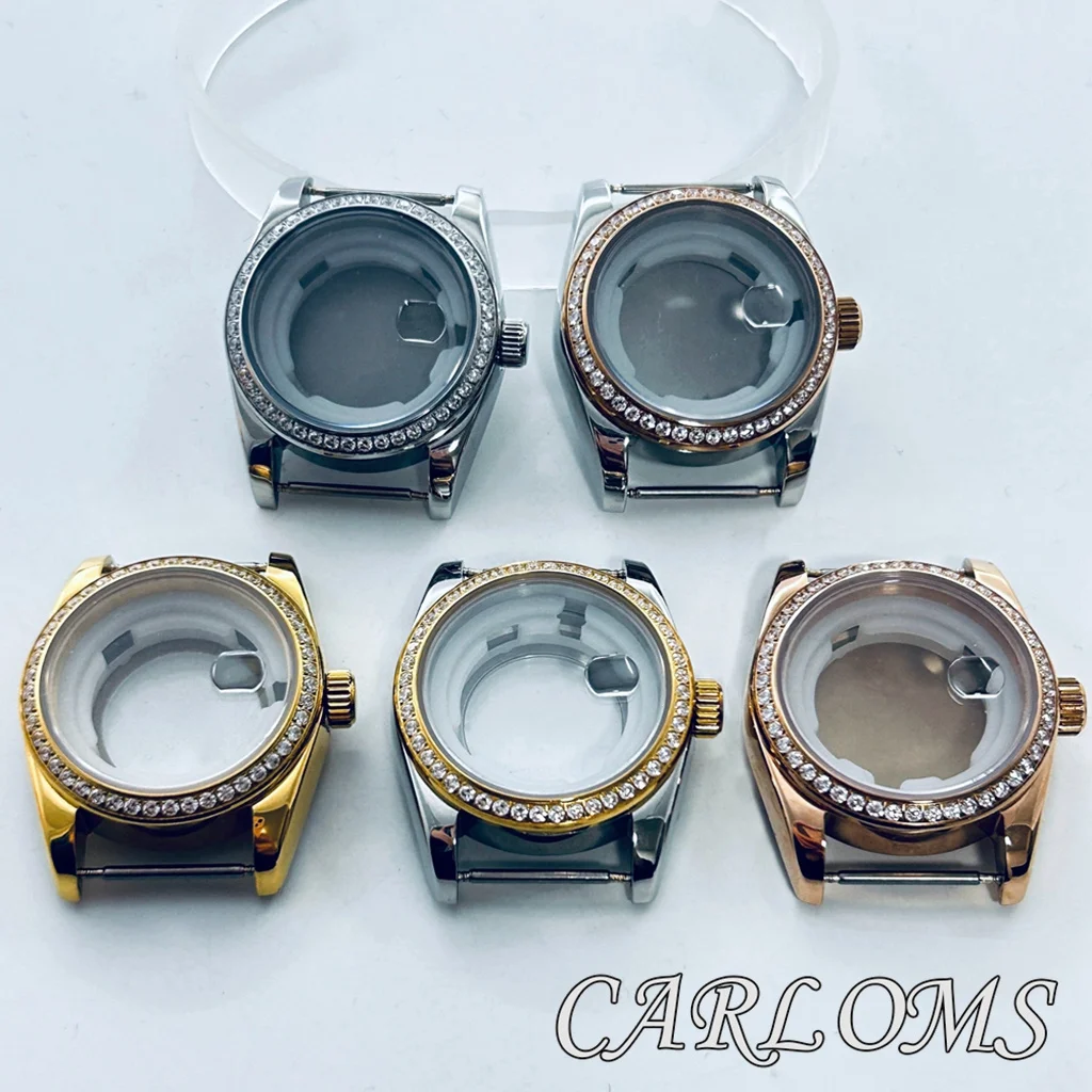 High Quality 31mm Ladies NH05 NH06 Watch Case Silver Gold Rose Gold Solid Stainless Steel Jewelry Bezel Sapphire Glass Watch Par
