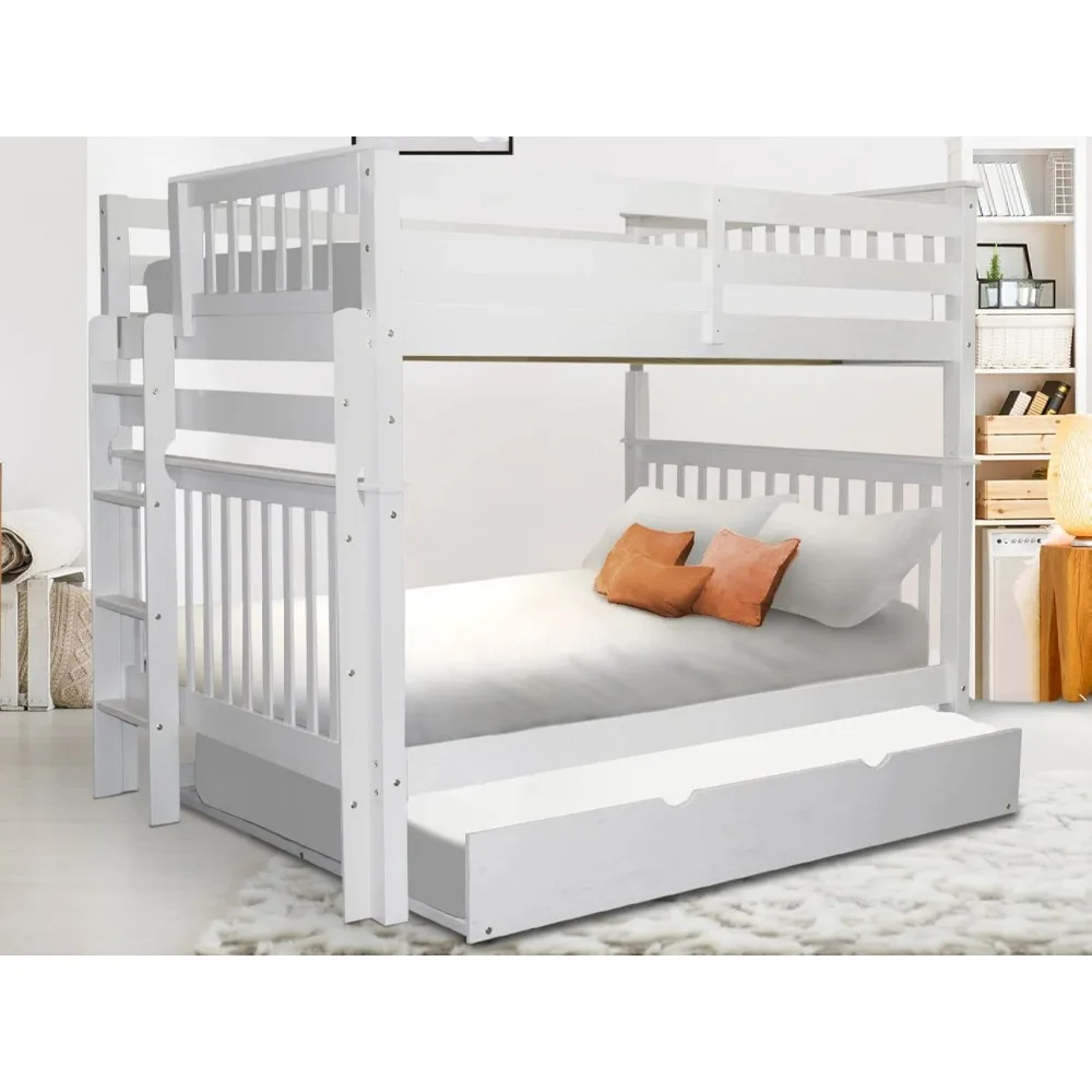 

Loft Bed, Full-Trundle Bunk Bed, Full Over Full, No Box Spring Needed, Easy To Assembly, No Particle Board or Mdf, Children Bed