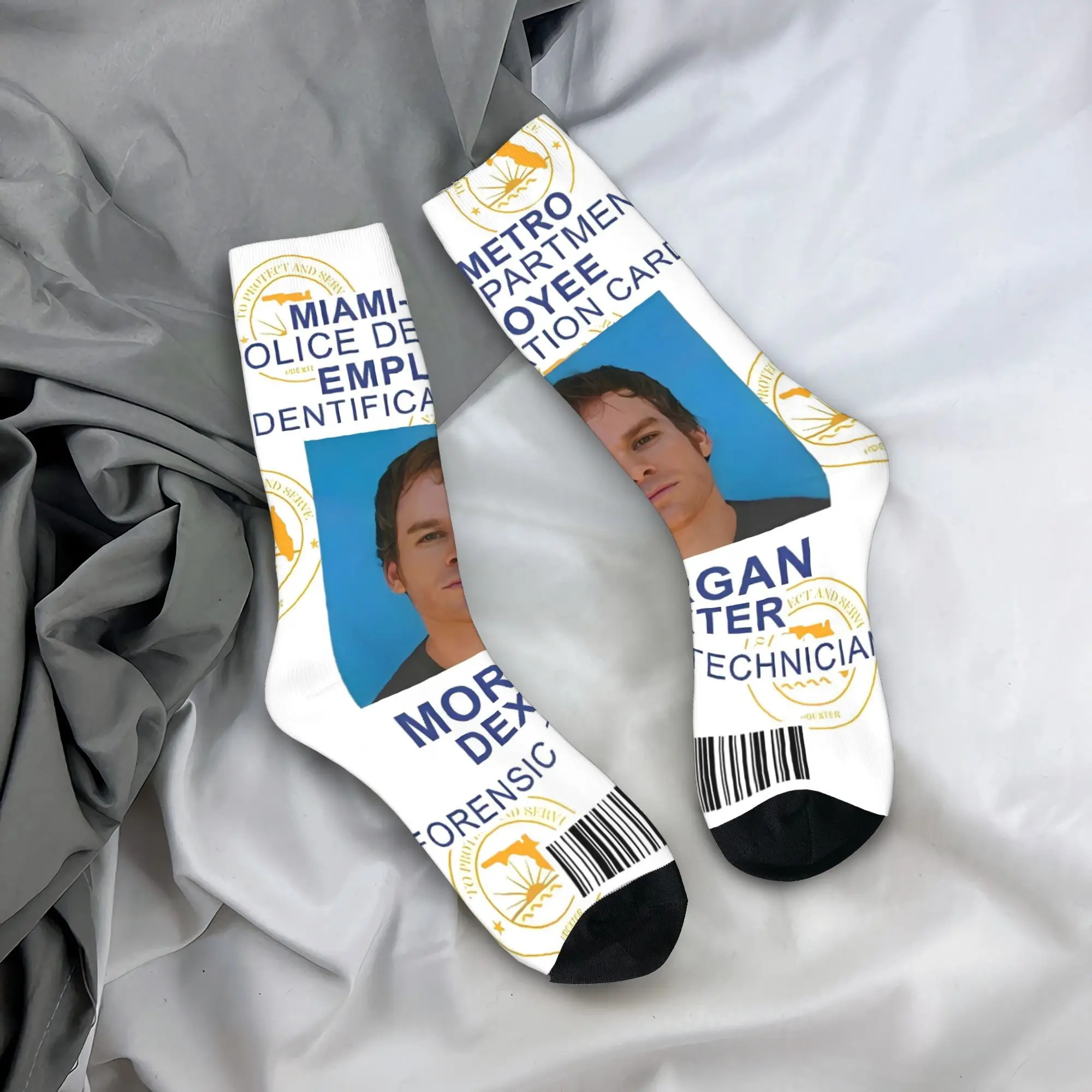 Dexter Morgan Show Tv Socks جوارب شتوية عتيقة للنساء والرجال جودة الجوارب تصميم تسلق جوارب مضادة للانزلاق