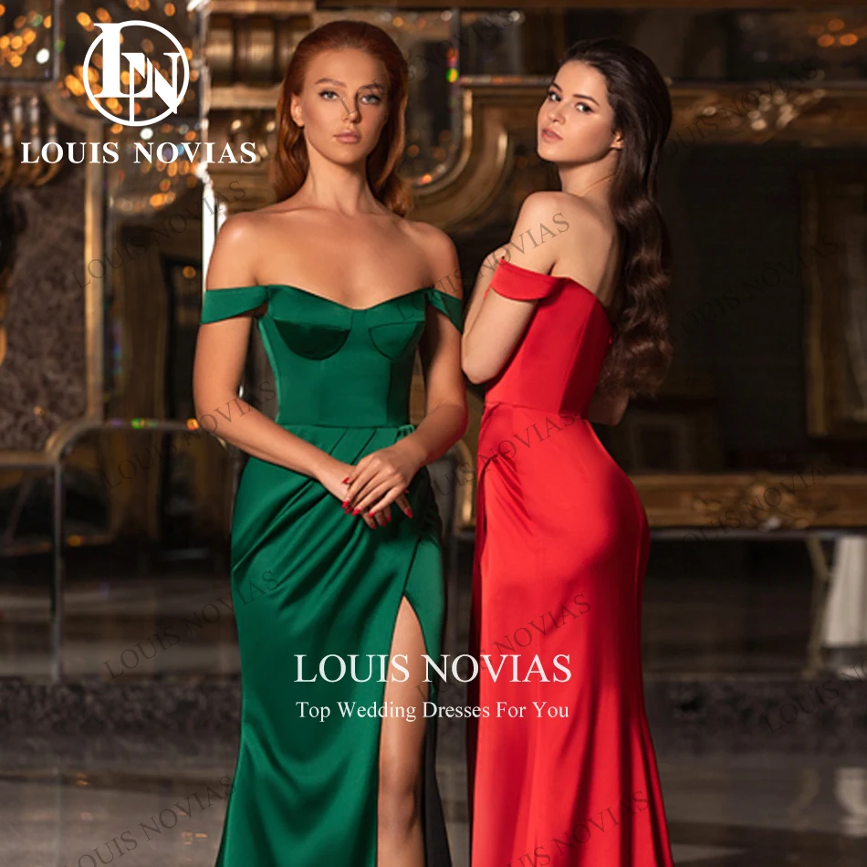 LOUIS NOVIAS Evening Dresses 2022Women Elegant Vintage Sleeveless Party Dresses Sheath Sweep Train Thigh Split Vestidos De Noche