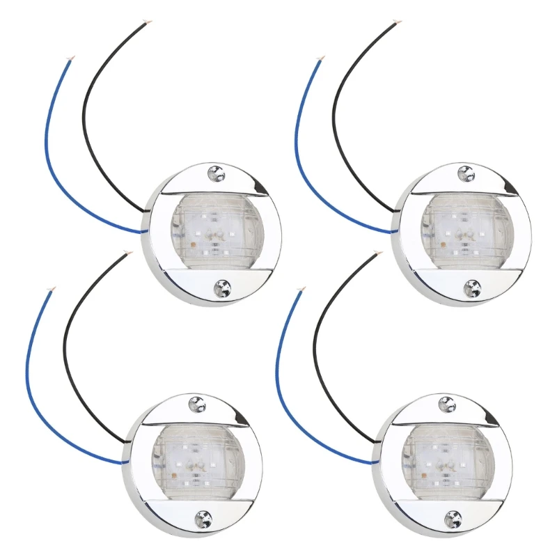 Navigation-Boat Interior Deck Light LED 12V Waterproof For Kayak Yacht Stern Lamp Bezel Marine Lights 4pcs