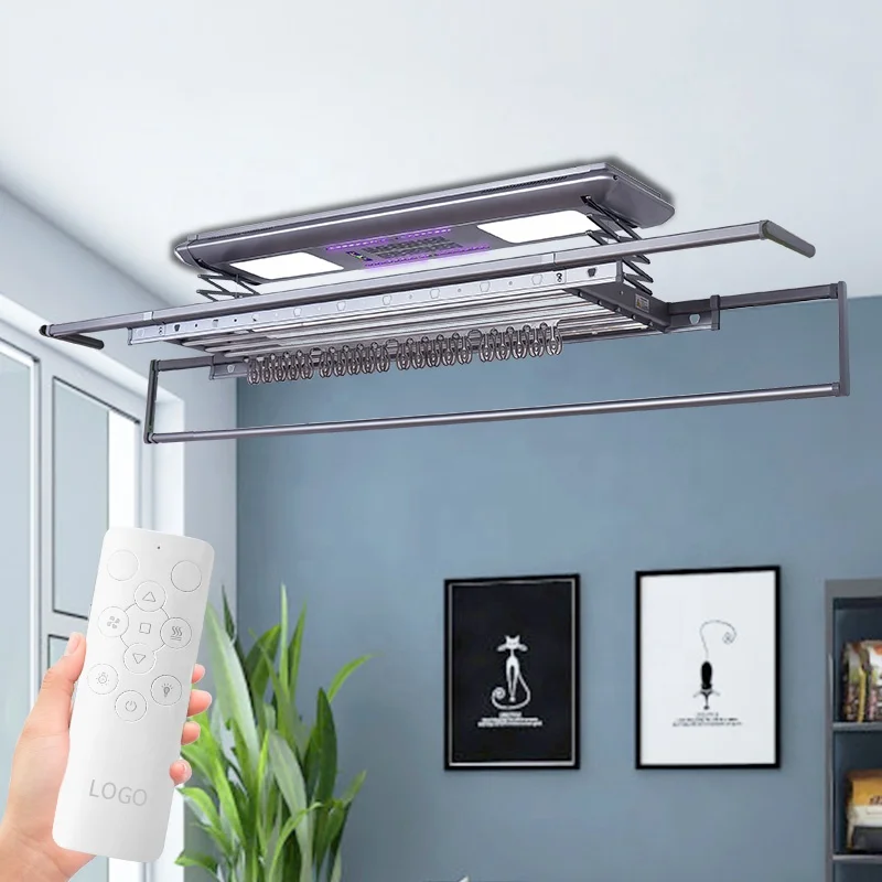 

Silver Color Aluminum Electric Lift Clothes Rack System Factory Wholesale Smart Electronic El Hanging Rack