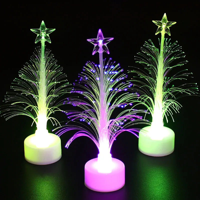 Pohon Natal lampu Led berubah warna cahaya pesta dekorasi Natal untuk rumah hadiah baru tahun serat optik warna-warni lampu Led