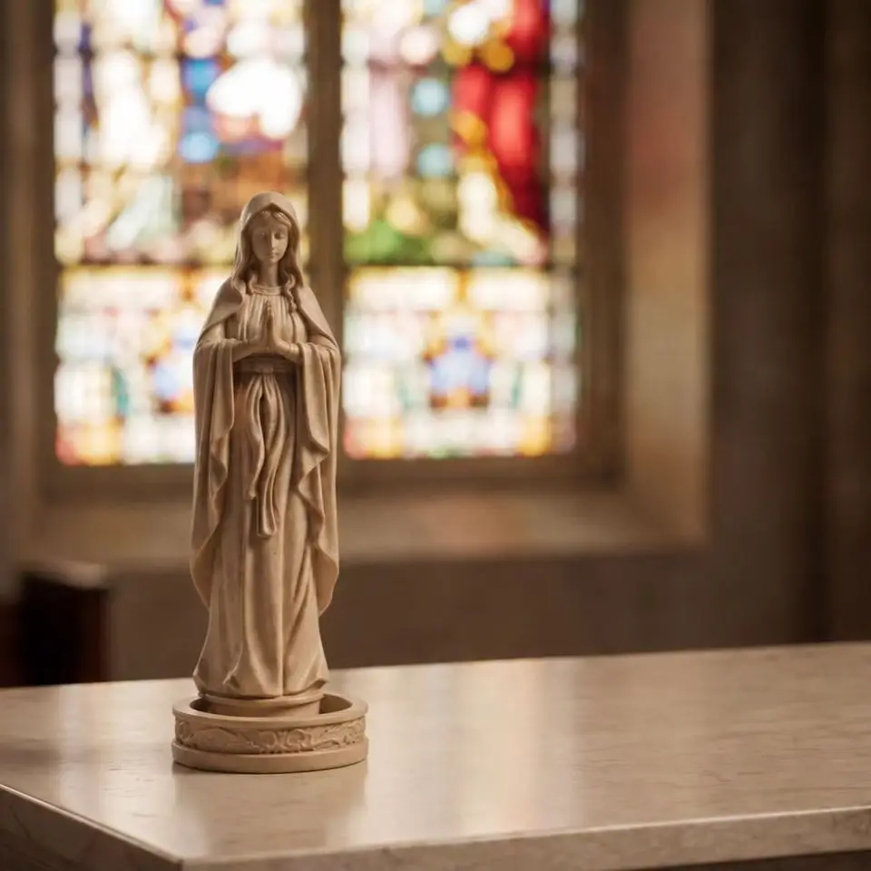 Praying Virgin Mary Imitation Sandstone Storage Statue, Religious Home Decor Ornament for Entryway Living Room, Religious Gift