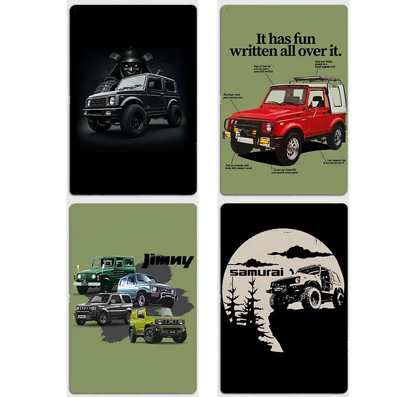 Jimny Samurai Generations Classic Car Vintage Retro Metal Poster Sign Garage Club Custom Wall Decor Tin Room Decor Home Decor