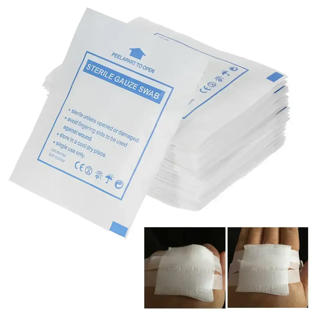 20pcs 5/7.5/10cm 8-Layers Sterile Medical Gauze Pad Individually Cotton First Aid Waterproof Wound Dressing Wound Care Supplies