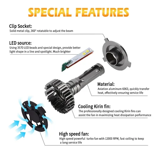 Imagen 2 del producto Faro de coche CSP 32000LM 160W H4 LED H7 Canbus H1 H3 H8 H11 9005 9006 9007 880 8000K 6000K luces Led de faro automático para coche