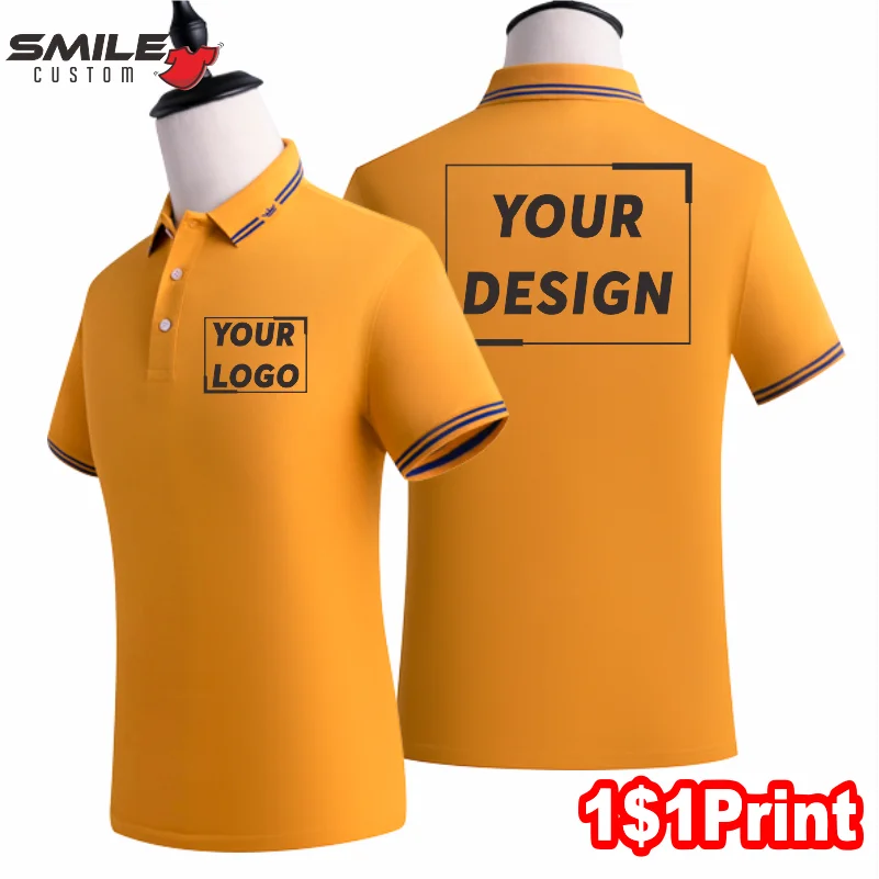 Summer Quality Casual Polo Design Custom Company Brand Fashion Men And Women Breathable Short Sleeve Lapel Tops Print Embroidery