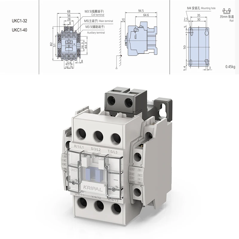 Kripal Magnetyczny stycznik elektryczny AC 220V 22A 32A 40A 50A 75A 85A 3P Napięcie 110V Stycznik montażowy na szynie Din