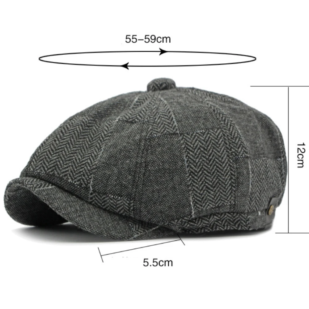 MZ4341 남성 베레모 여성 체크무늬 아티스트 화가 모자 남녀 공용 아이비 플랫 캡 신상 봄 가을 겨울 베레모 팔각형 베레모