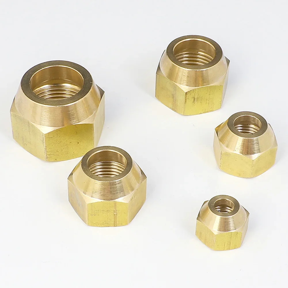 Brass Nut For 45 Deg SAE-Standard 1/4" 3/8" 1/2" 3/4" Flare Plumbing Fitting Adapeter Air conditioner