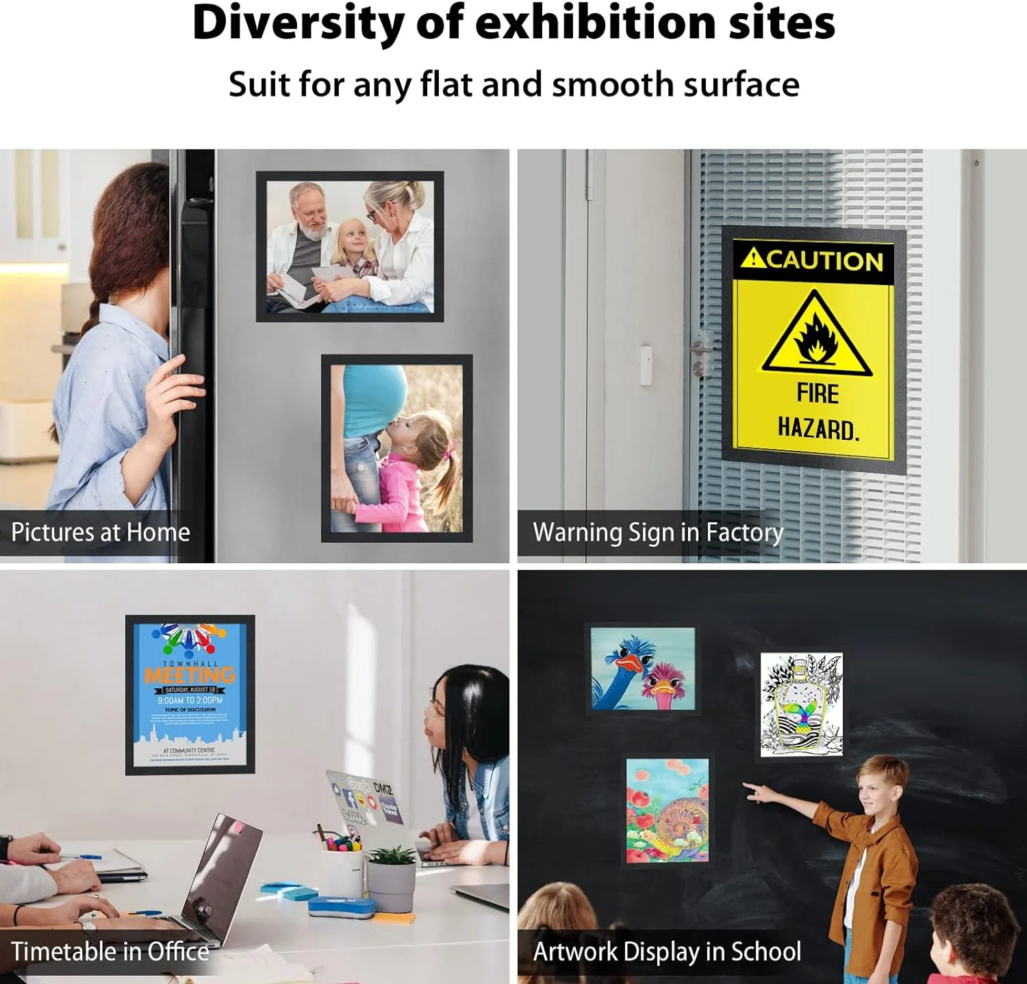 5Pack Magnet Picture Frame Children Art Picture Holder Wall Photo Organizer Display for Home Office Advertise,A3/A4/A6/30x30cm