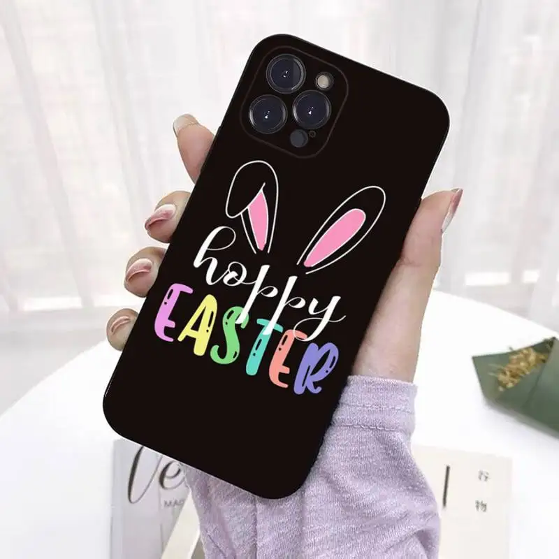 happy easter kawaii rabbit ears Phone Case For iPhone 14 11 12 13 Mini Pro Max 8 7 6 6S Plus X SE 2020 XR XS Funda Case