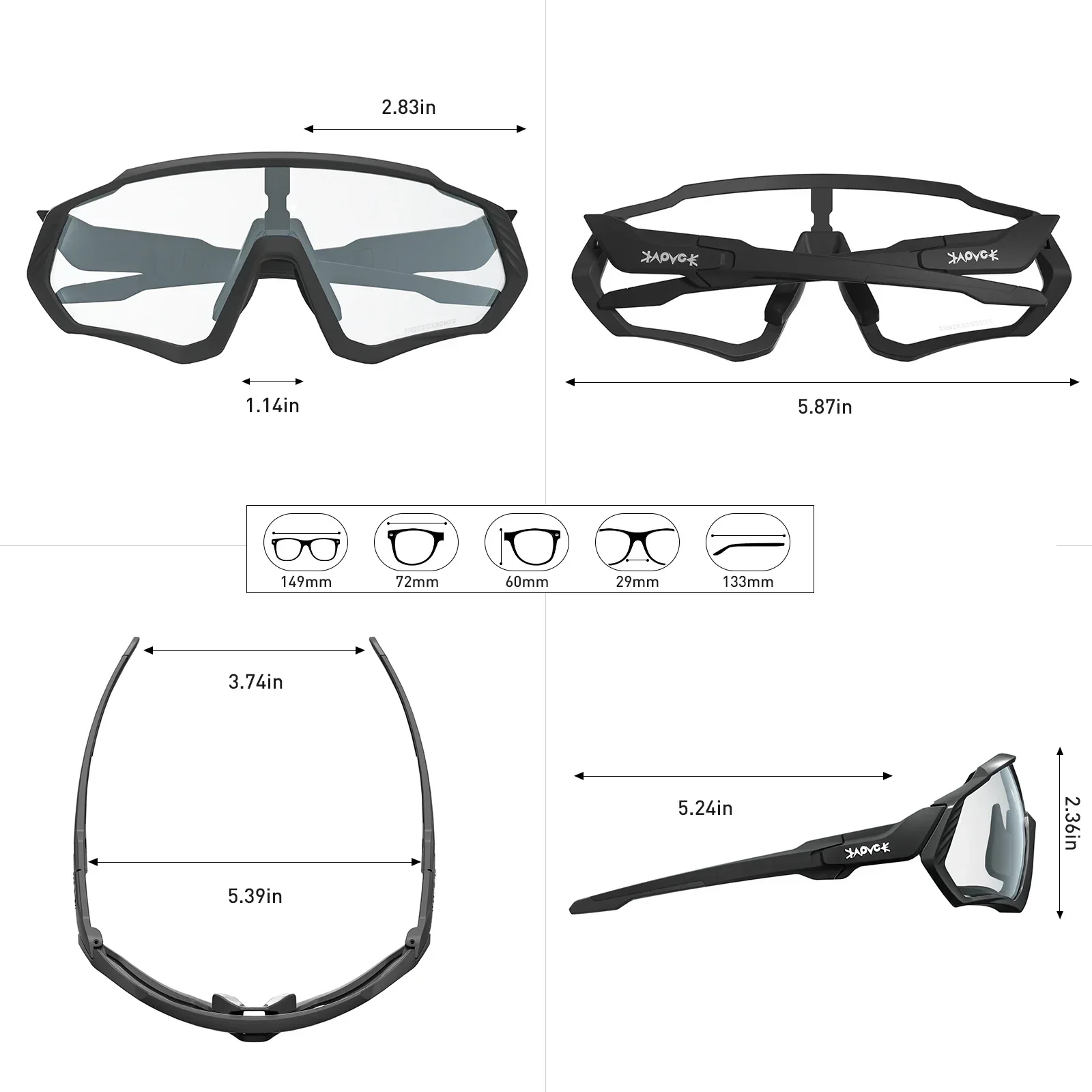 Kapvoe Photochormic Cycling Sunglasses UV400 Climing Eyewear Men Bicycle Outdoor Sport Glasses Women Mtb Goggles Tr90 Frame