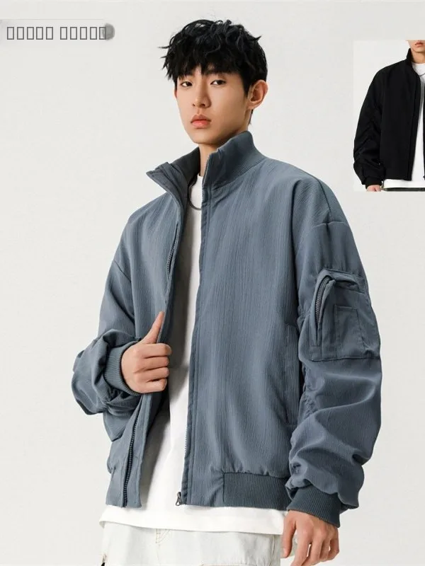 

American Sle Men's Baseball Jaet Autumn New Faion Flight Jaet Cool Haome ort Sve Polyester Fiber Coat