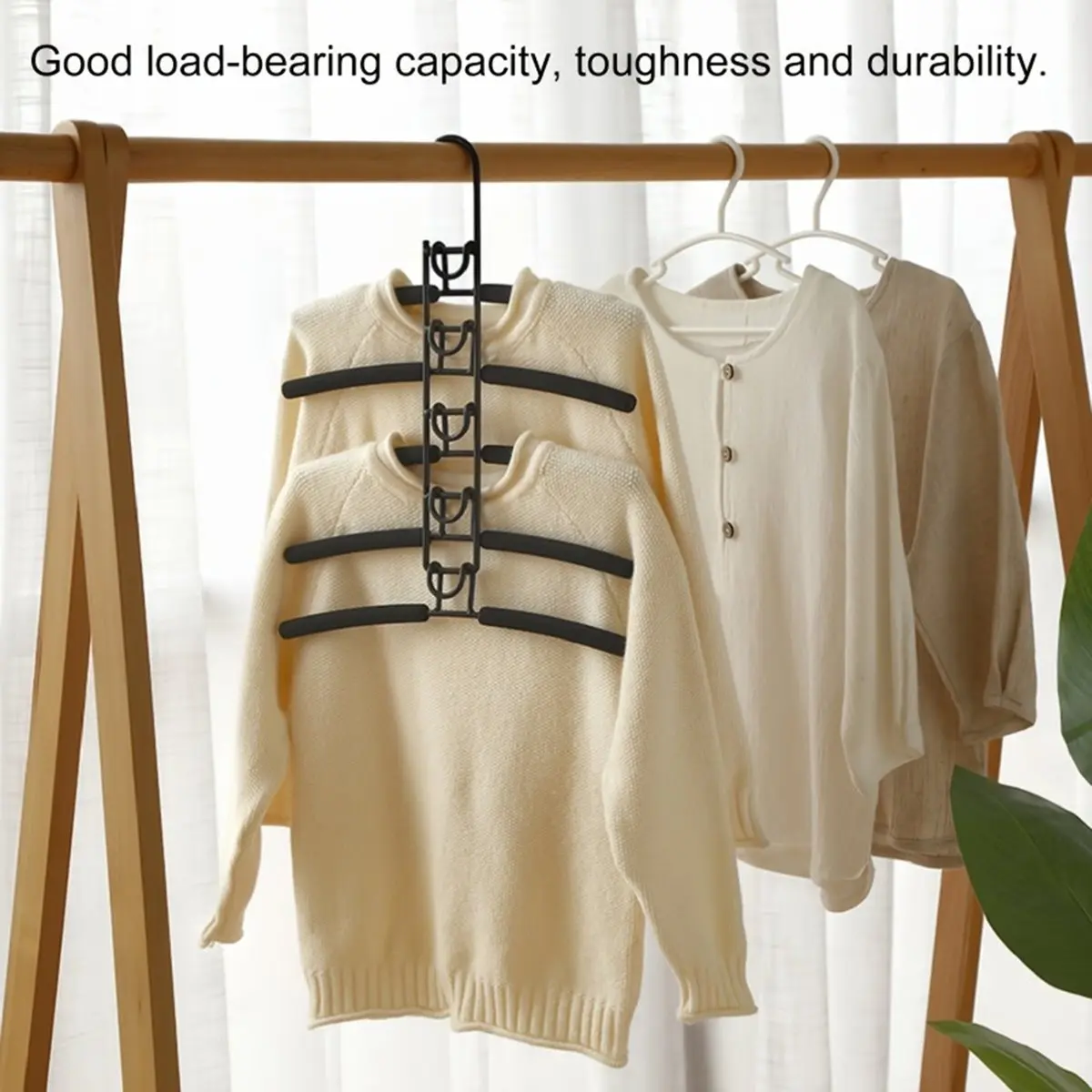 Heavy Duty Space-Saving Metal Hangers with Non-Slip Foam Pads - Multi-Layer Design for Coats, Sweaters,and T-Shirts