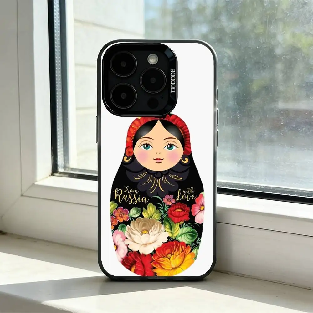 Cute Russian Art Matryoshka Phone Case For iPhone 17,16,15,14,13,12,11 Plus,Pro Max,XS,Colorful Silver Phone case Funda Cover
