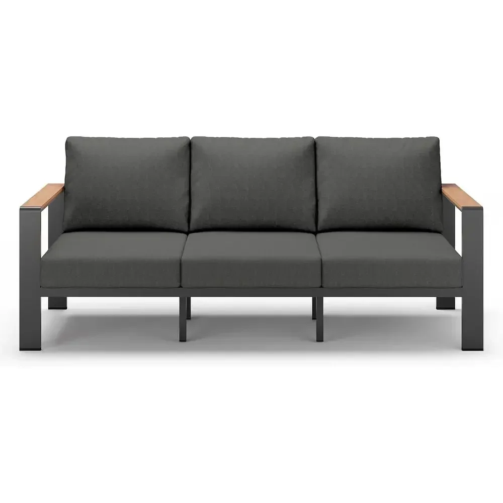 Outdoor Patio urniture 3 Seats, All-Weather Outdoor Patio Soa with Washable Thick Cushion, Morden Patio Couch or Porch, Balcony,
