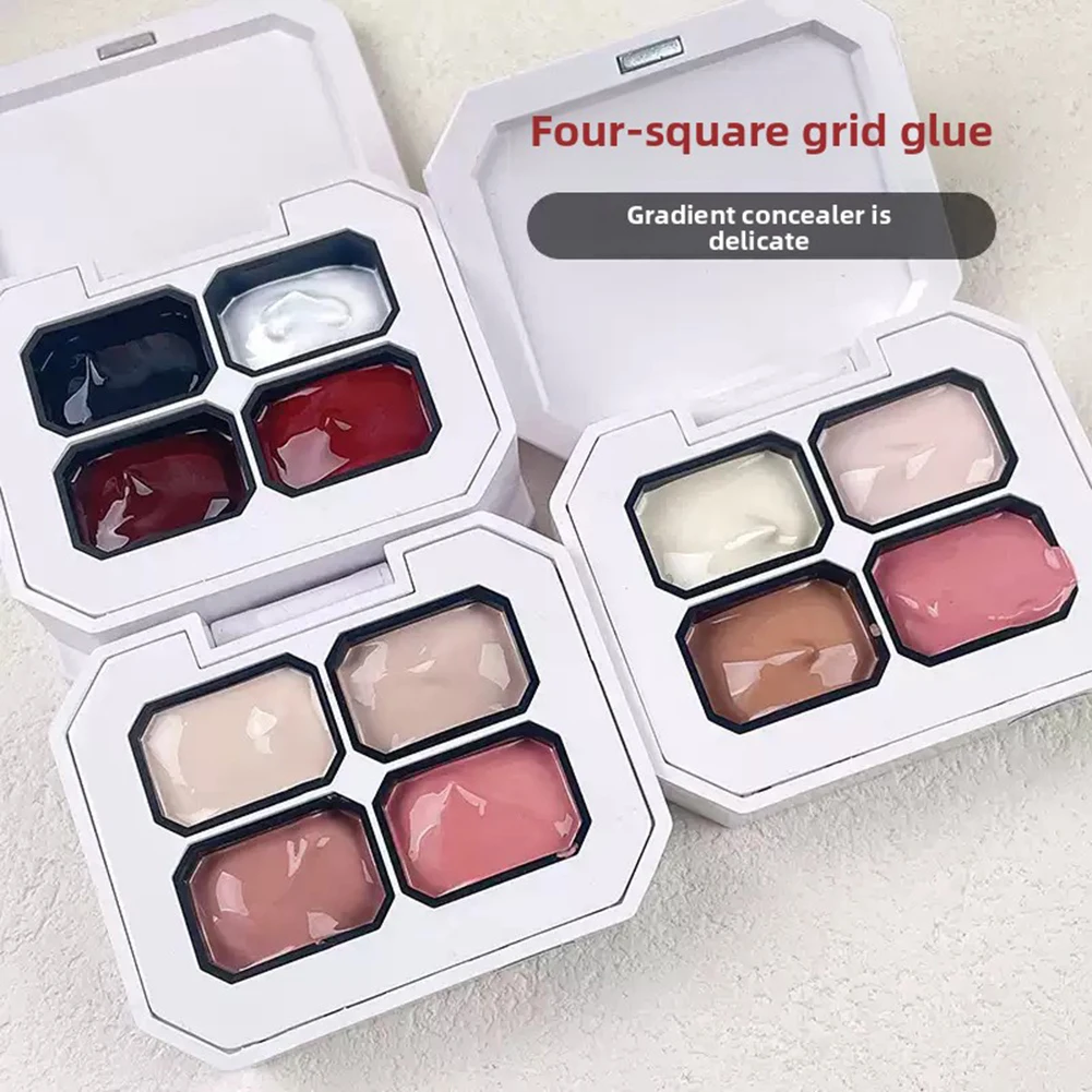 4 Colors Nail Gel Paint Palettes,Solid-Pudding Gel Nail Polish,Non-Floating Solid-Gel Polish Kit DIY Home Manicure Essential
