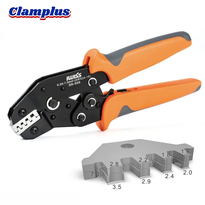 SN-58B EDM Crimping Pliers Ratcheting Crimper for Dupont Molex JST TE Terminals & EPC PCIE SATA Pins (0.25-1.5mm2,23-18 AWG)