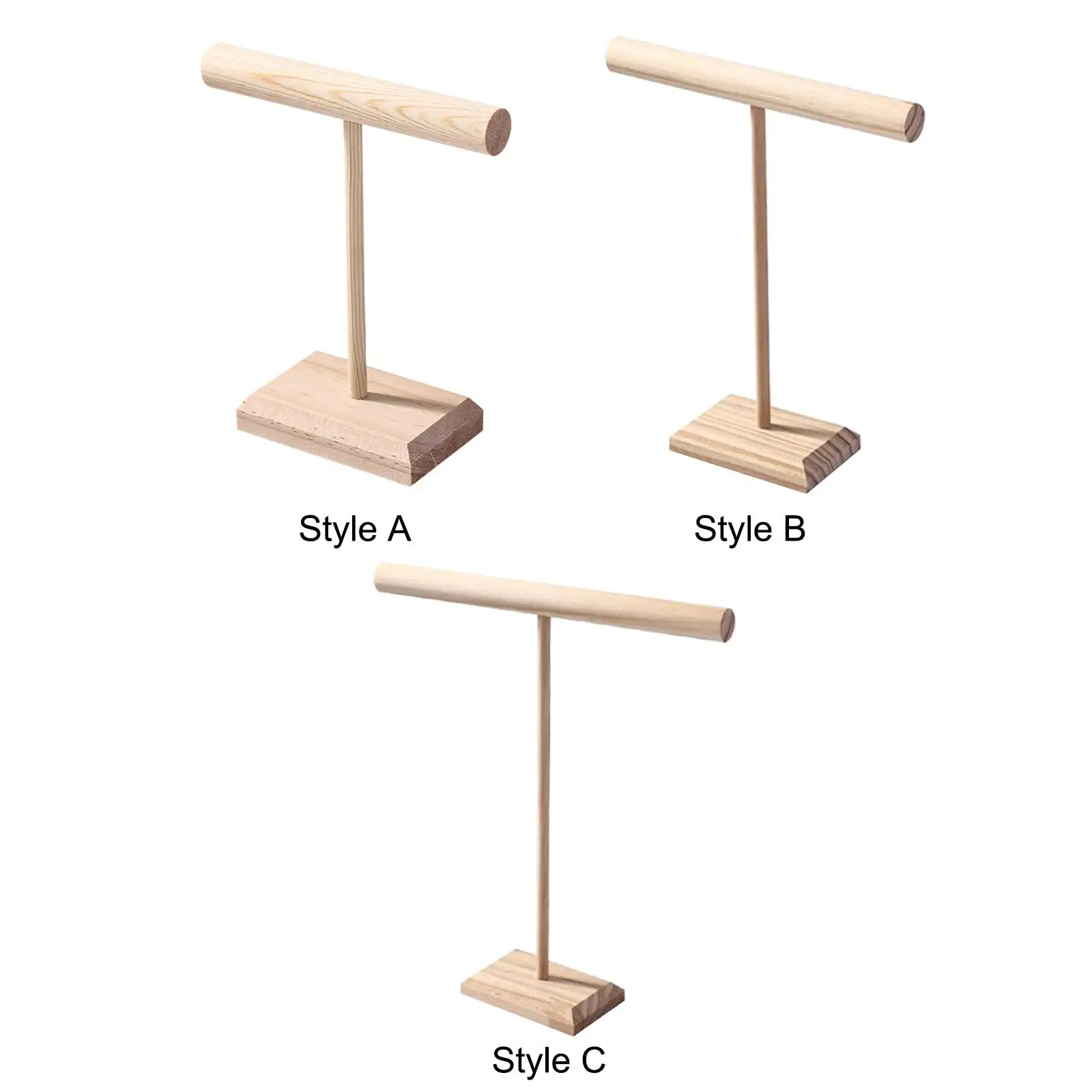 T Shape Bar Jewelry Display Stand Wooden Storage Multipurpose Display Holder for Pendants Bracelets Necklaces Bangles Home Use
