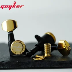 New Guyker 4R4L Guitar Locking Tuners-1:18 Lock String Tuning Key Pegs Black Gold Machine Head