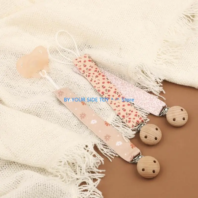 Anneau dentition en coton plastique pour bébé, chaîne à fleurs, Clip sucette pour nouveau-nés, maintien