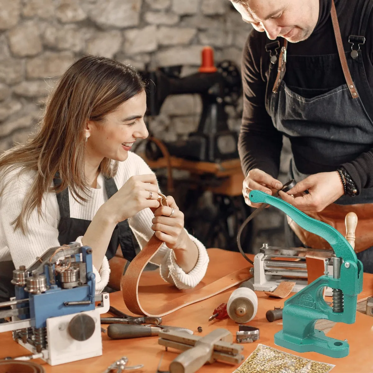 Hand Press Grommet Machine with 3000Pcs Sliver/Gold Grommets 3 PCS Installation Tools for Fabric Snap Buttons Rivets & Punch