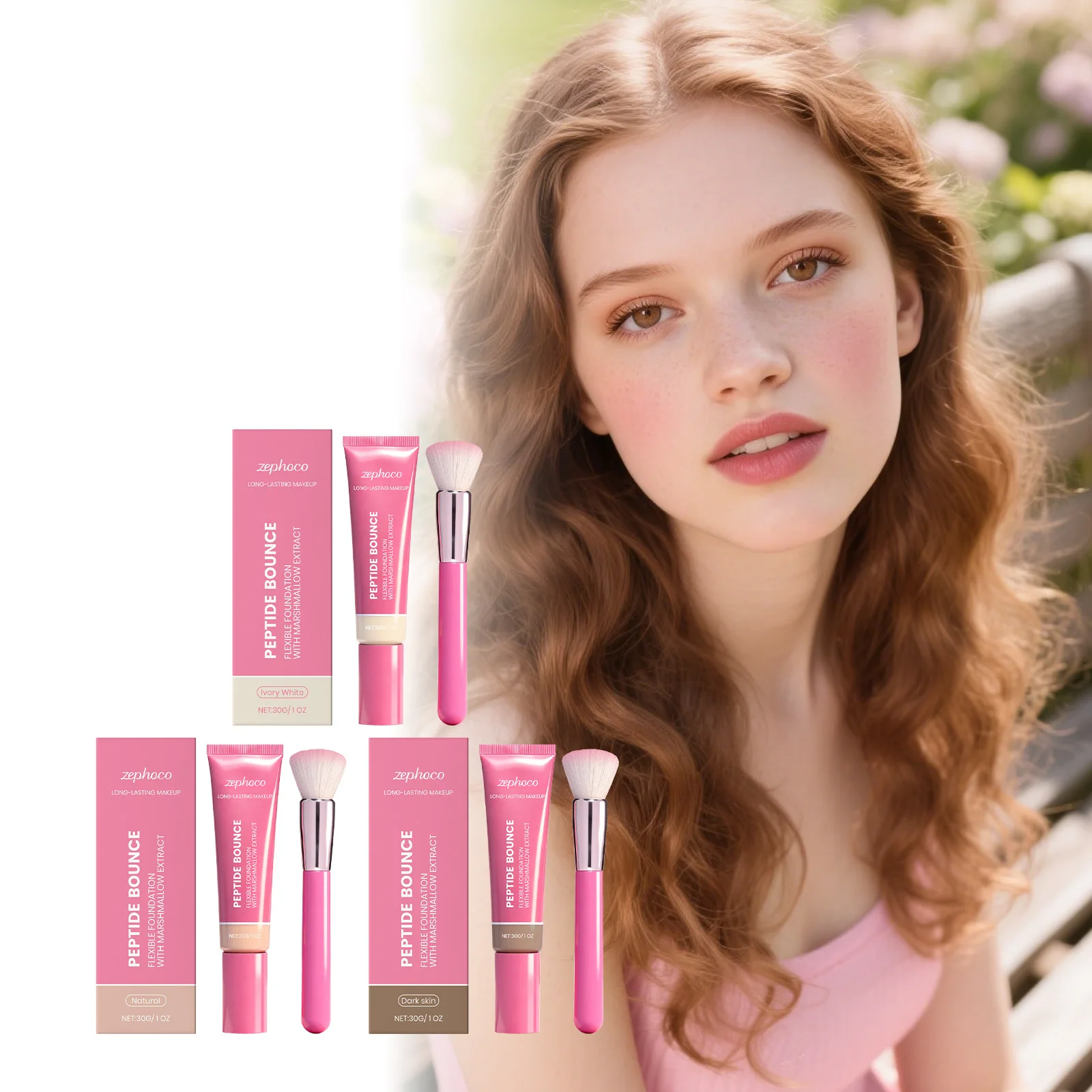 ペプチド バウンス ファンデーション ブラシ 完璧な仕上がり シミカバー コンシーラー ヒアルロン酸 深い保湿 フェイス ファンデーション メイクアップ
