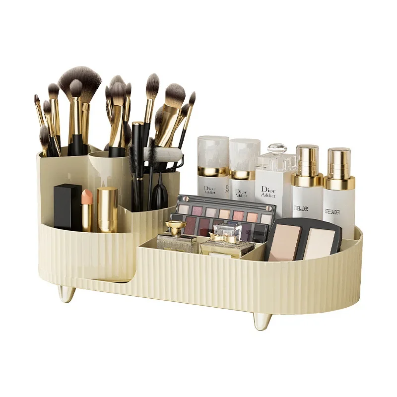 Cosmetic Organizer Rotating Pencil Holder Dresser Desktop Large Capacity Makeup Brush Lipstick Eye Shadow Powder Puff Shelf