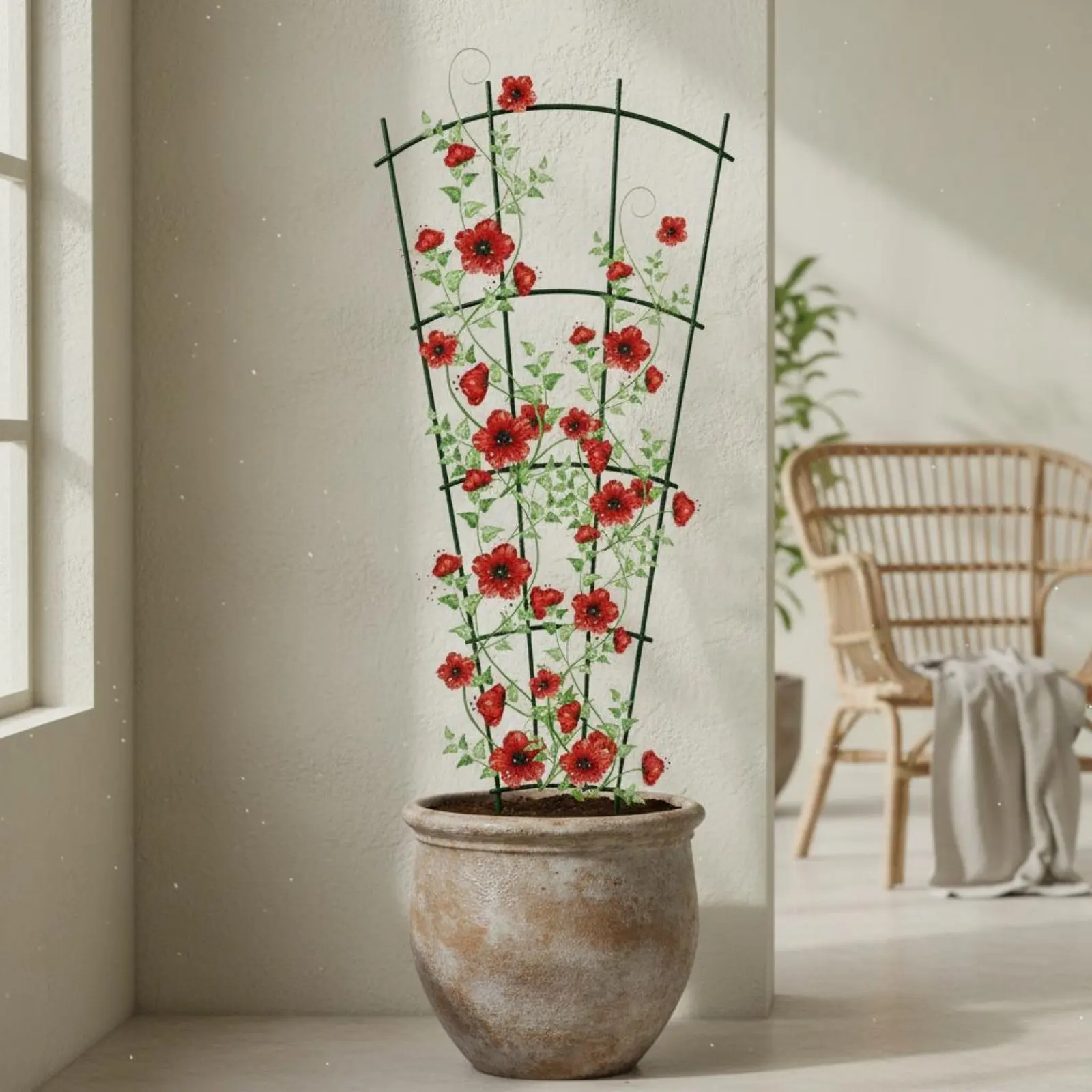 Metal Plant Trellis Decorative Climbing Plant Trellis Potted Vine Frame Sturdy Flower Pot Stand Rust-Resistant for Garden