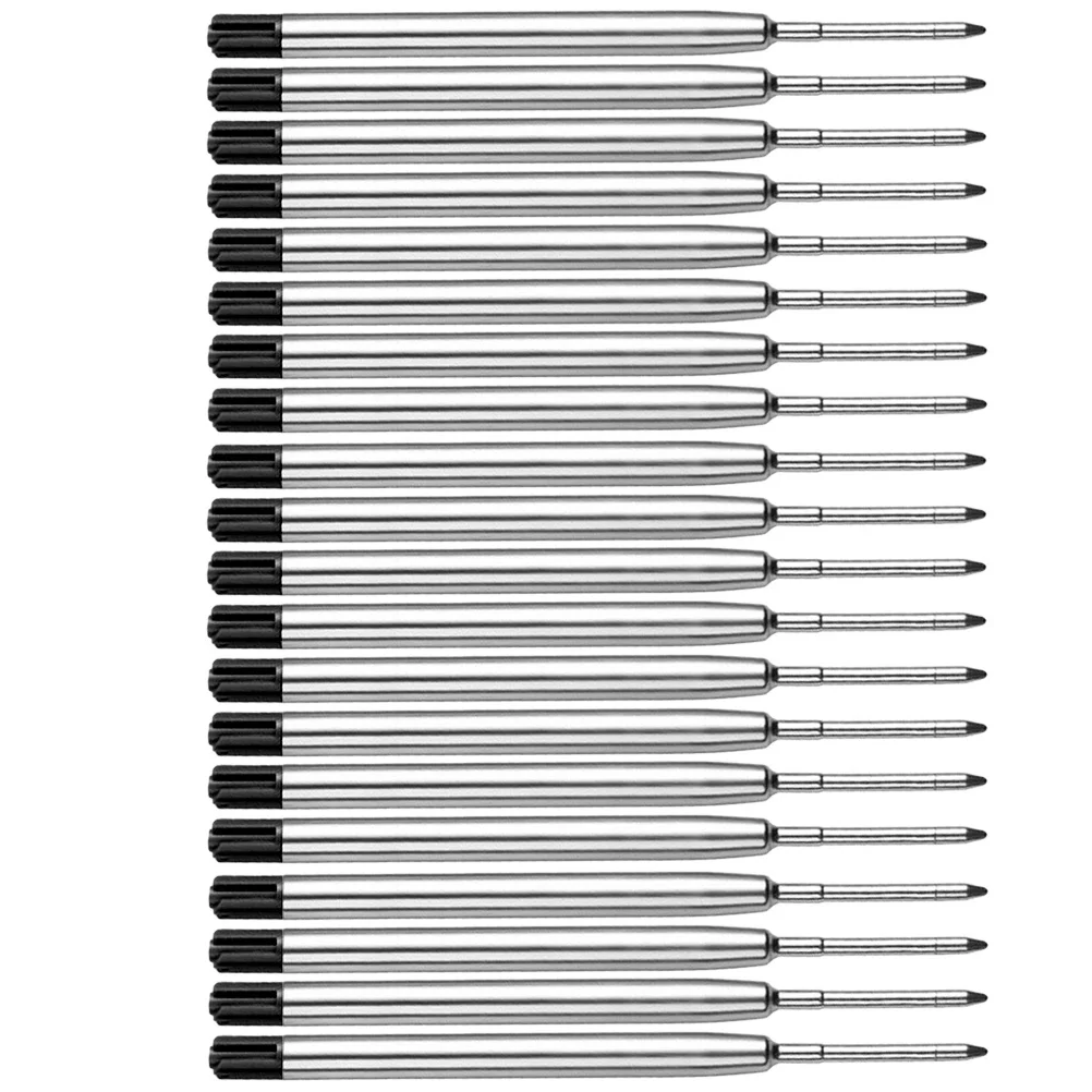 20Pcs Black Gel Pen Refills 1mm Metal Tip Leakproof Ink for Smooth Writing Scrapbooking Doodling Craft Drawing Stationery