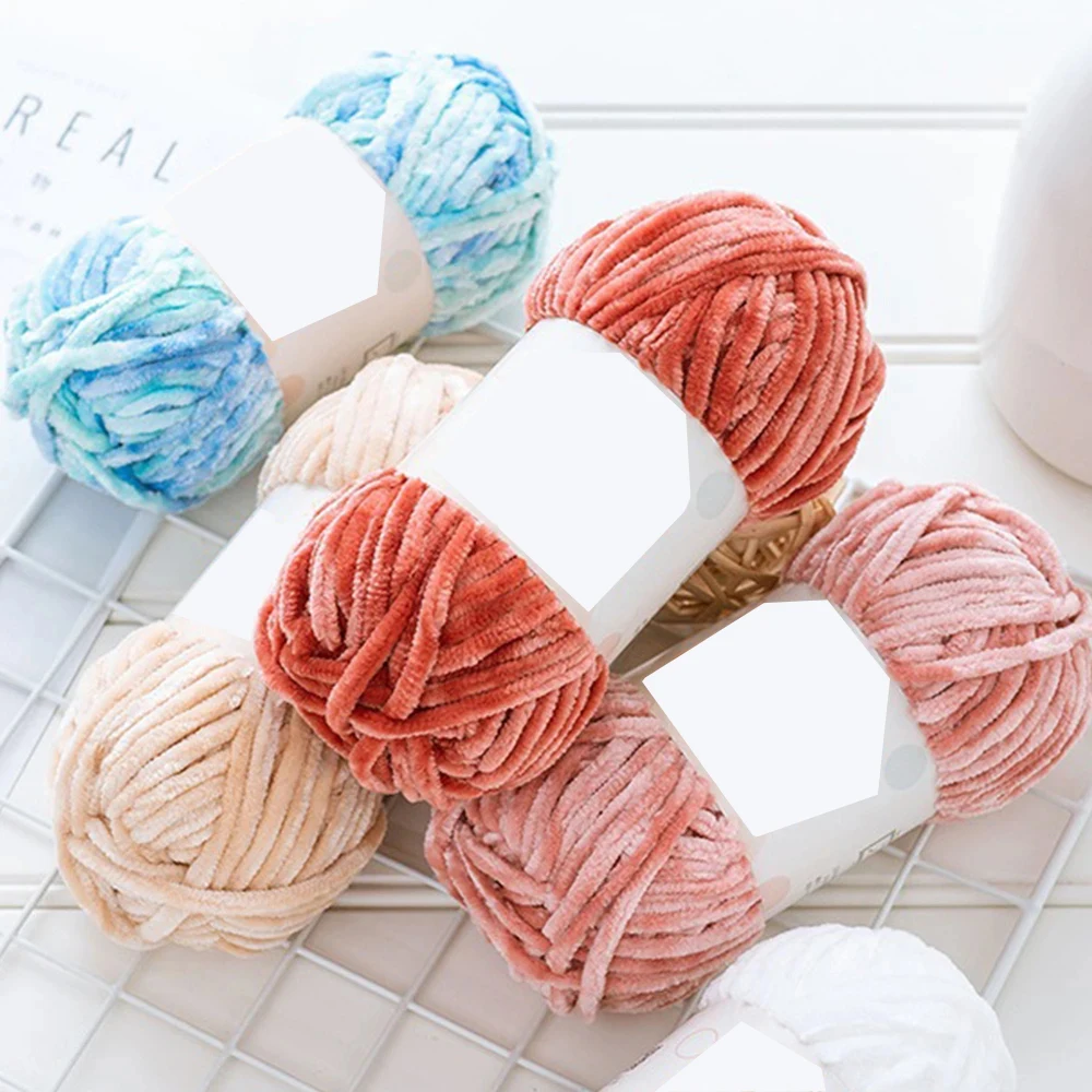 100g Chenille Colored Warm Plush Coarse Yarn Handmade Woven Yarn DIY Carpet Bag Doll Sweater Thread